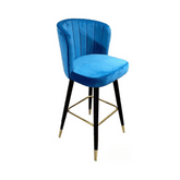 Amira 輕奢風絨布軟墊實木高腳吧檯椅